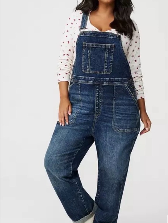 Torrid Denim - Torrid Real McCoy Vintage Stretch High Rise Classic Dark Blue Denim Overalls